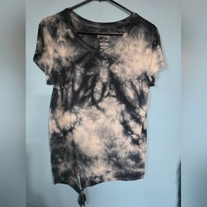 American EAGLE Tie-Dye Women's Top - Black and White Rock Y2K 90's 80's